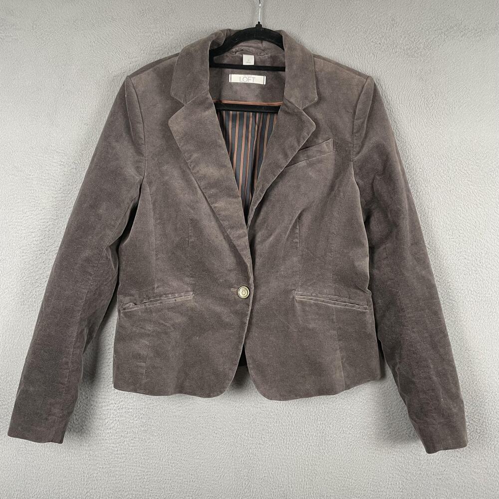 LOFT Blazer Womens 8 Brown Corduroy Lined Collared Single-Breasted Pockets